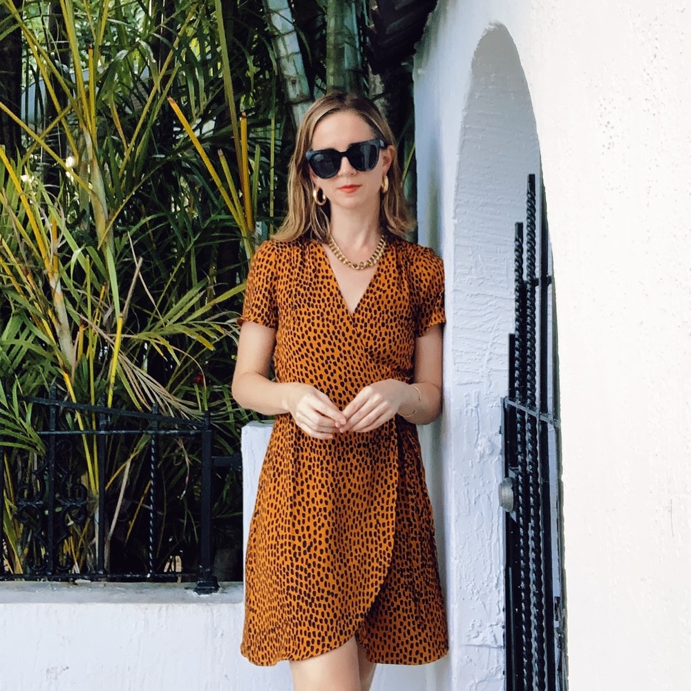 J.Crew cheetah print wrap dress